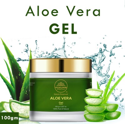 Wildflower essentials Aloe Vera Gel Reduce, Acne, Dark Spots, Pimple Free Face, Skin & Hair Care(100 g)