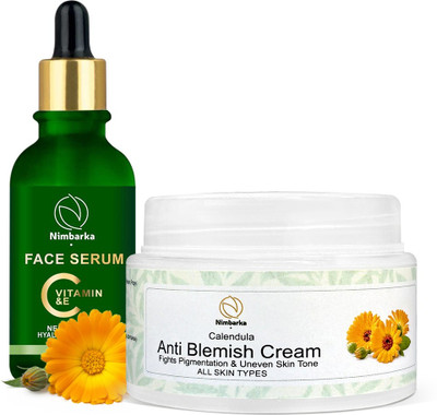NIMBARKA Neem Face Serum 30 Ml & Calendula Anti Blemish Cream 50 Ml Pack of 1(80 ml)