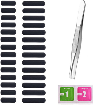 MAK Dustproof Net Stickers, Speaker Mesh Adhesive Sticker(14+14 pcs & Free Forcep) Audio Jack Black Anti-dust Plug(Mobile, Tablet Pack of 28)