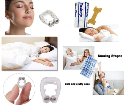 Digital Shoppy 1 Pc Silicone Magnetic Anti Snoring Nose clip (and) 10Pc Anti Snoring Patches Anti-snoring Device(Nasal Strip)