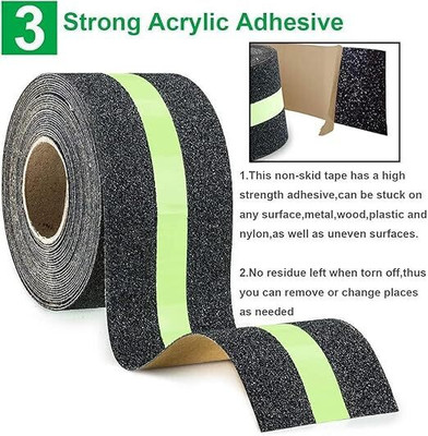 MAITRI ENTERPRISE Anti-Slip Grip Tape Non-Slip Traction Tapes with Glow in the Dark Dark Strip In Middle Dispenser Dispenser anti slip glow tap Reduce the Risk of Slipping Indoor/Outdoor Stair Tread Step (Manual)(Set of 1, Black with Green Glow)