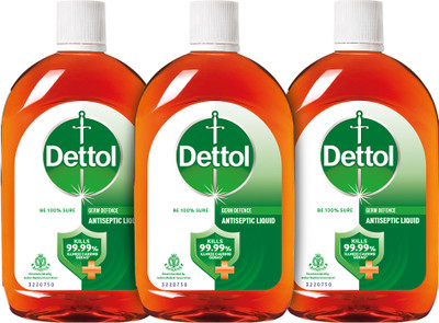 Dettol Antiseptic Disinfectant liquid for First aid, Surface Cleaning and Personal Hygiene Antiseptic Liquid(1650 ml, Pack of 3)