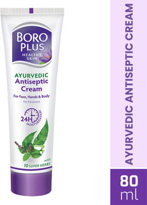 BOROPLUS Ayurvedic Antiseptic Cream with 10 super herbs and 24 hrs Moisturisation Antiseptic Cream(80.0 ml x Pack of 1)