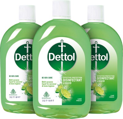 Dettol Liquid Disinfectant (Lime Fresh) Antiseptic Liquid(1650 ml, Pack of 3)