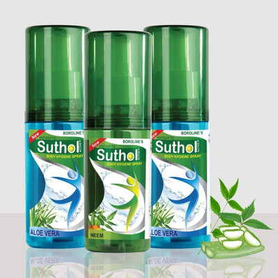 BOROLINE Active Aloe Vera 100ml x 2 with Suthol Active Neem 100ml Antiseptic Spray(100.0 ml x Pack of 3)