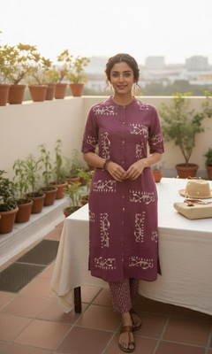 Two piece for women redwood colour Tunic Pant Western Set