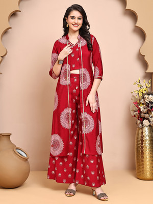 Claura Top Palazzos Co-ords Set with Jacket