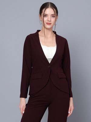 Kiwwi by Kirti Solid Single Breasted Formal Women Blazer(Black)