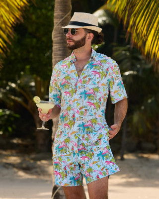LG FASHION Men Printed Multicolor Top & Shorts Set