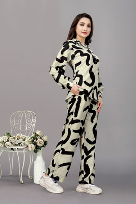 House of Shara Shirt Pant Western Set with Scarf/Stole