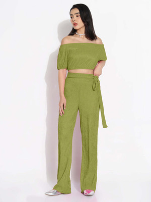 SHOWOFFFF Top Pant Co-ords Set with Coat
