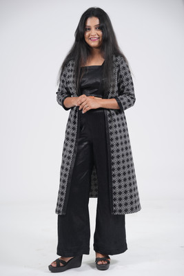 Lines and Checks Top Palazzos Co-ords Set with Shrug
