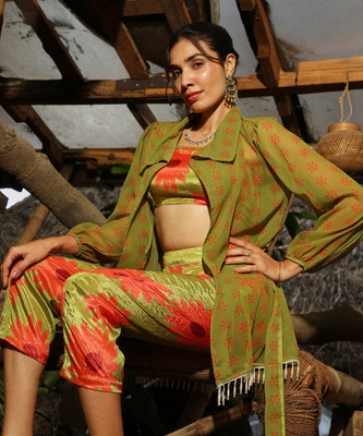 QISSA Top Pant Co-ords Set with Jacket