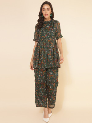 Janasya Women Ethnic Top Palazzo Set