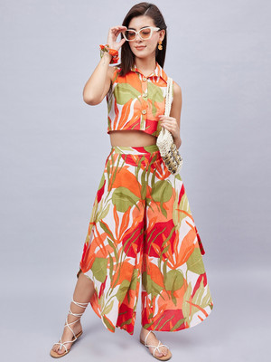 WineRed Shirt Palazzos Co-ords Set