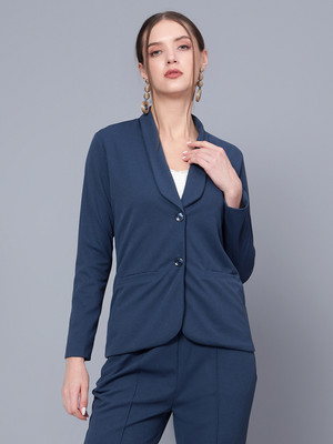 Kiwwi by Kirti Solid Single Breasted Formal Women Blazer(Purple)