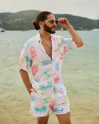 LG FASHION Men Printed Multicolor Top & Shorts Set