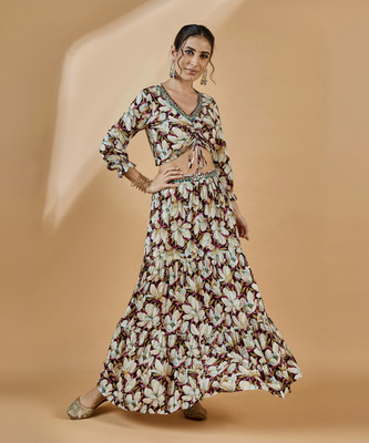 WineRed Top Skirt Co-ords Set