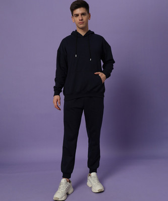 Datalact Men Solid Dark Blue Top & Pyjama Set