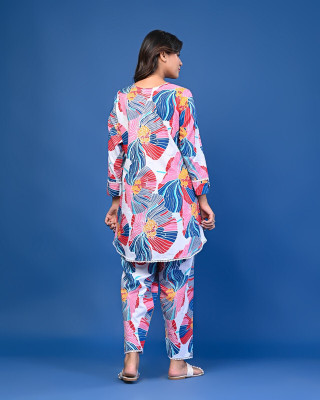 Black & White Floral Printed Co-ord Set Top Pant Co-ords Set