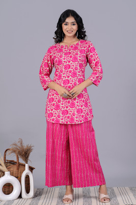 SUUT CLOTHING Top Palazzos Co-ords Set with Coat