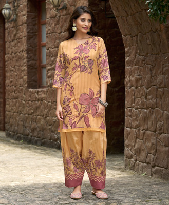 MOJILAA Women Ethnic Top Palazzo Set