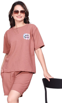aiiroxin Tshirt Regular Shorts Co-ords Set