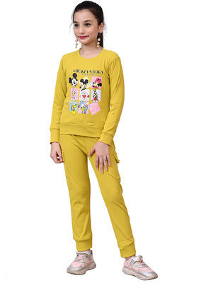 KUTE KIDDIES Girls Minnie Casual Top Track Pants(Mustard)