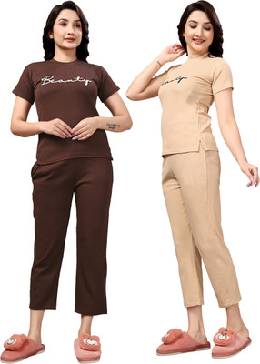 ZEEMBOOLI Women Printed Multicolor Top & Pyjama Set