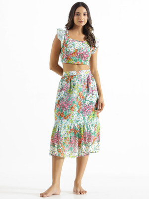 Sanskrutihomes Top Skirt Co-ords Set