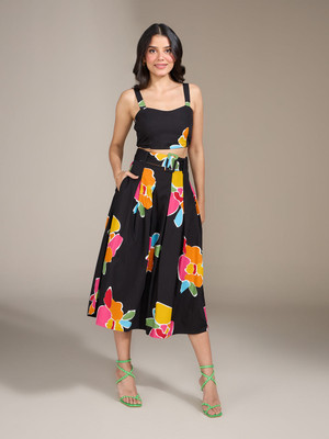FlageFerray Women Fit and Flare Multicolor Midi/Calf Length Dress