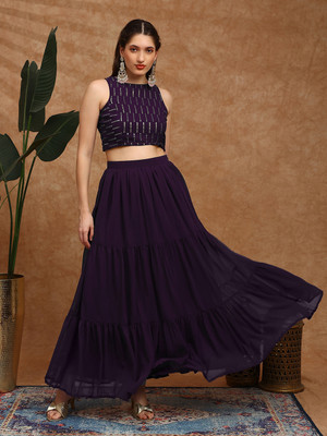 Globus Women Crop Top Skirt Set