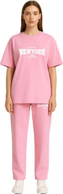 Shonisha Women Printed Pink Night Suit Set