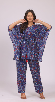 SAWARIYA Floral Print Cotton Rayon Blend Women Kaftan