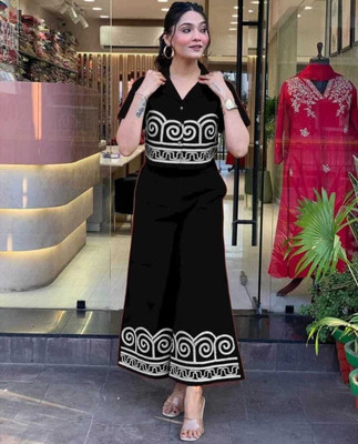 HIYAN TEXTILES Top Palazzos Western Set