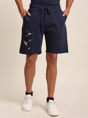 Bene Kleed Printed Men Dark Blue Casual Shorts