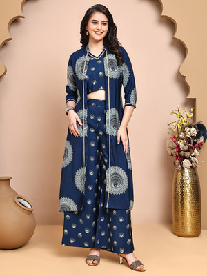 Claura Top Palazzos Co-ords Set with Jacket