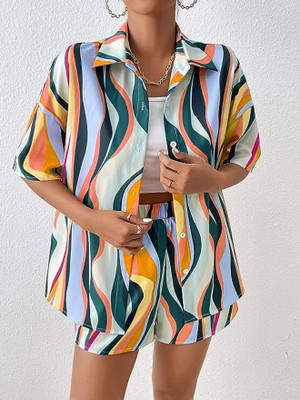 Cool And Casual Top Regular Shorts Co-ords Set with Shrug