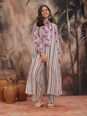 Sangria Top Pant Co-ords Set with Shrug