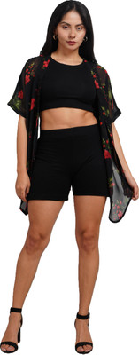 auraori Top Hot Pants Co-ords Set with Shrug