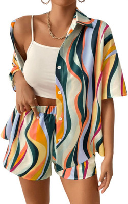 Cool And Casual Top Regular Shorts Co-ords Set with Shrug