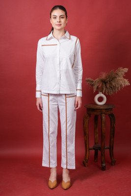 Wavyn Shirt Pant Co-ords Set with Scarf/Stole