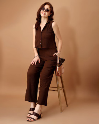 VRAJGLOBAL Top Palazzos Co-ords Set with Blazer