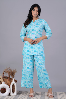 SUUT CLOTHING Top Palazzos Co-ords Set with Coat