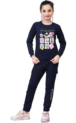 KUTE KIDDIES Girls Mickey Casual Top Track Pants(NAVY BLUE)