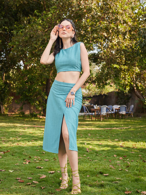PURVAJA Top Wrap Skirt Co-ords Set