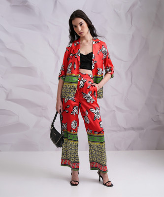 Tokyo Talkies Top Pant Co-ords Set with Blazer