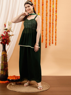 INDO STREET Top Palazzos Co-ords Set with Scarf/Stole