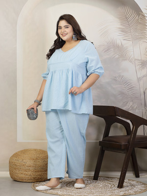 Little More By Stylum Women Self Design A-line Kurta(Light Blue)