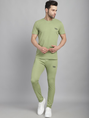 MACK JONNEY Men Solid Light Green Night Suit Set